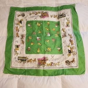 Fine women's silk scarf green